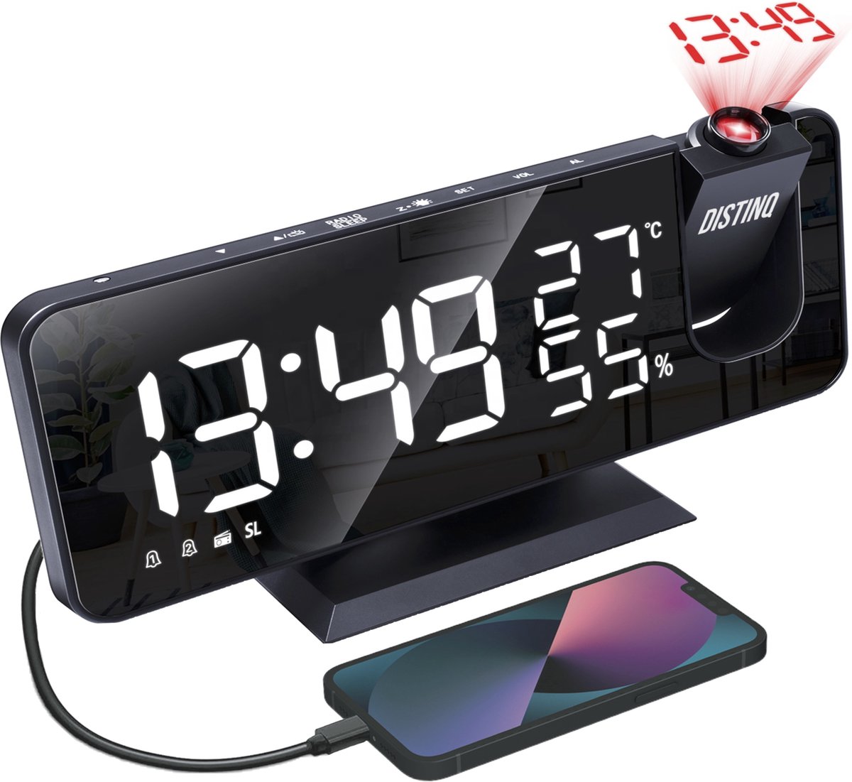 DistinQ Alarm Clock Radio with Projection-0